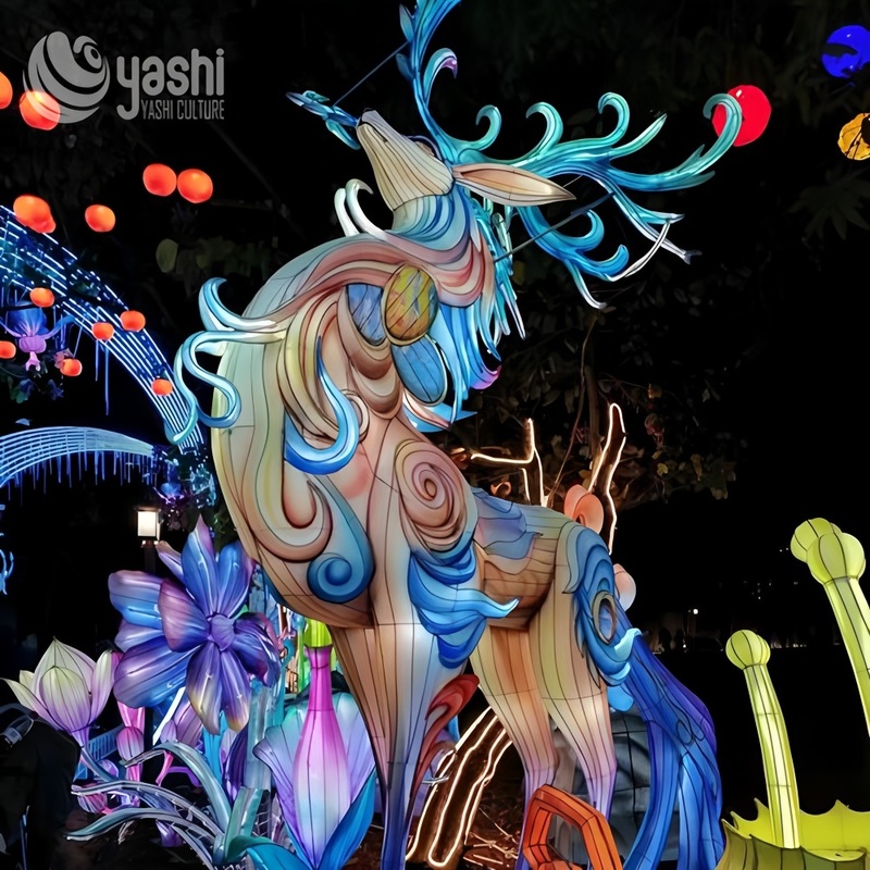 Outdoor Christmas Reindeer Lantern Rust Proof For Holiday Decoration