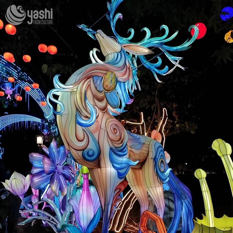 Outdoor Christmas Reindeer Lantern Rust Proof For Holiday Decoration