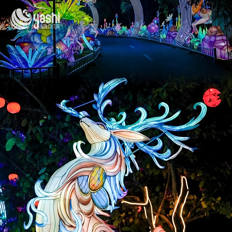 Outdoor Christmas Reindeer Lantern Rust Proof For Holiday Decoration