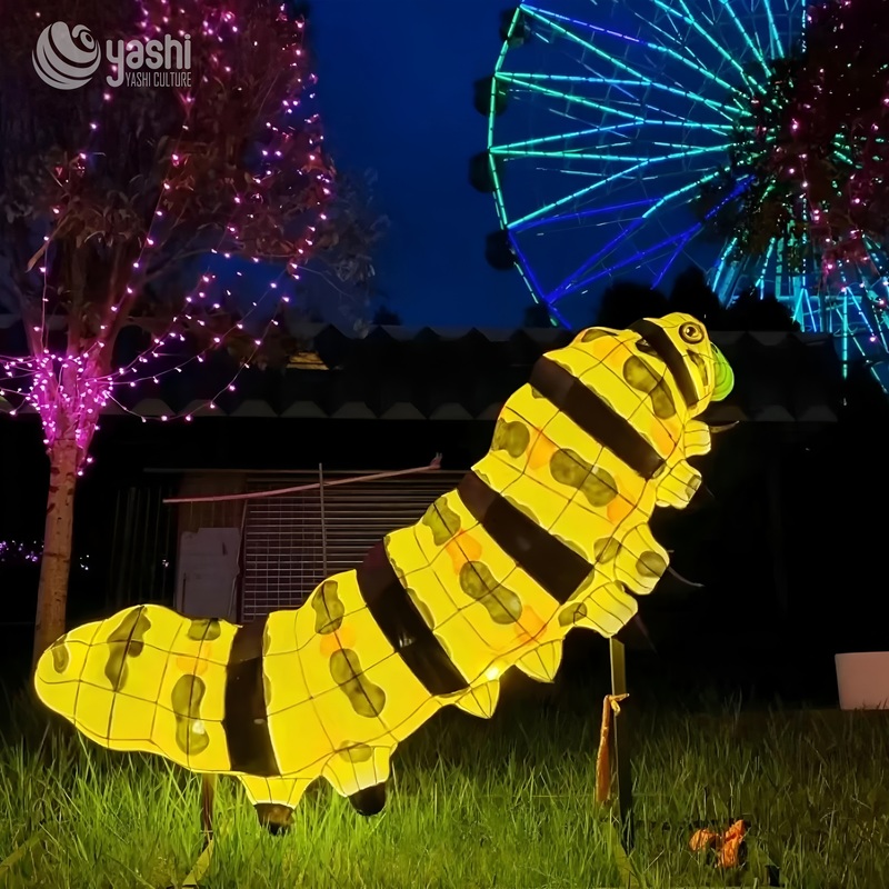 Custom Giant Bee Insect Lantern | Colorful LED Bee & Flower Light Sculpture for Garden Theme Outdoor Light Exhibition