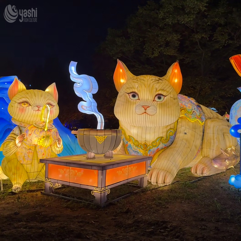 Cat Chinese Festival Lantern Decoration for Theme Park Light Exhibition