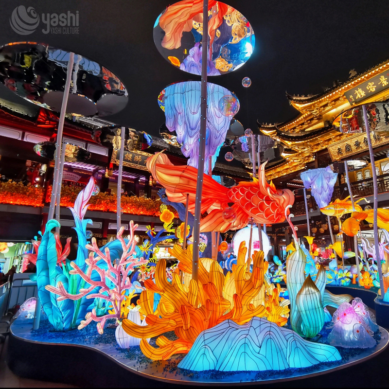 جشنواره دکوراسیون فانوس سال نو چینی برای نمایش نور در فضای باز