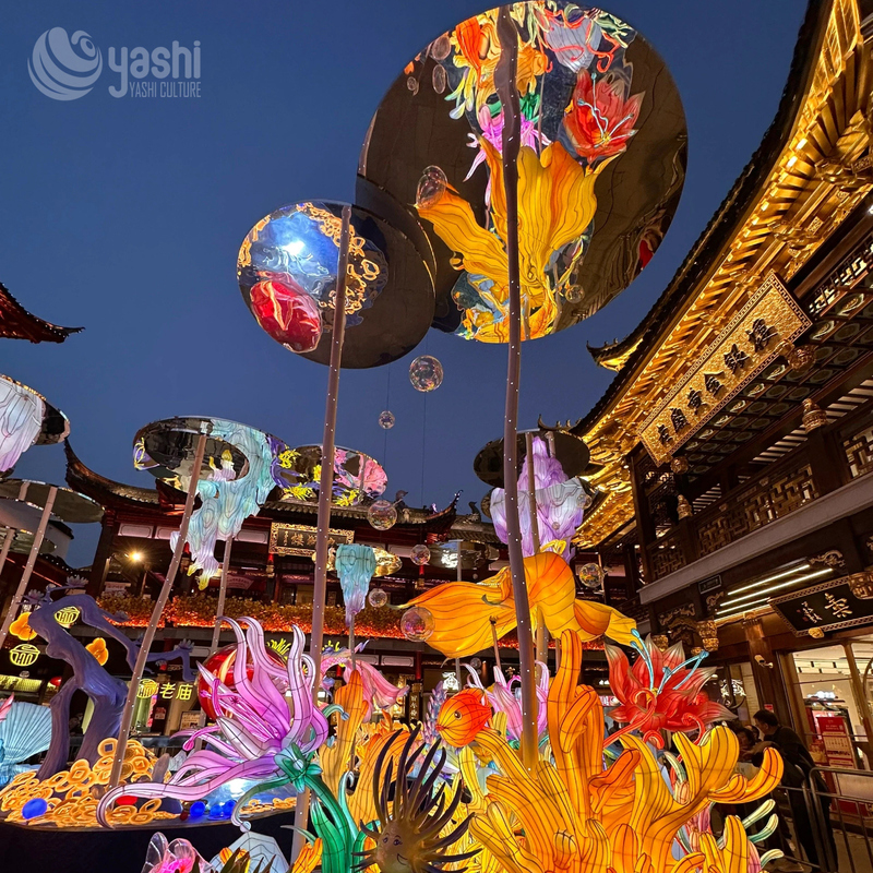 جشنواره دکوراسیون فانوس سال نو چینی برای نمایش نور در فضای باز