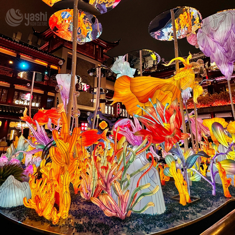 جشنواره دکوراسیون فانوس سال نو چینی برای نمایش نور در فضای باز