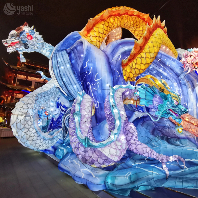 Custom Multi-Dragon Arch Zigong Lantern, Chinese Dragon Gate Silk Light Sculpture Set, Waterproof Large Outdoor Festival Lantern Display for Spring Festival Light Show