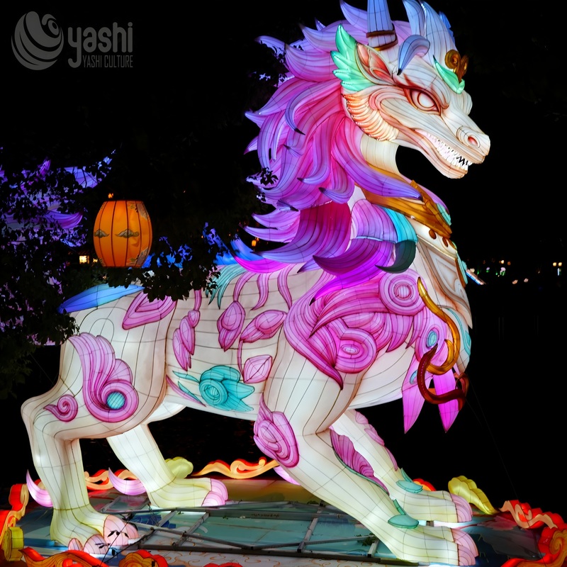 Custom Nine‑Tailed Fox Zigong Lantern, Mythical Oriental Nine Tails Fox LED Light Sculpture, Waterproof Outdoor Cultural Festival Light Installation