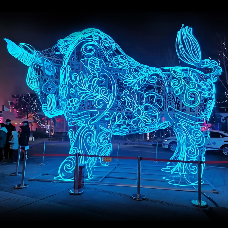 Hot Selling Colorful Robot Lantern Fabric Iron Wire Painting Diwali Valentine's Day for Shopping Mall