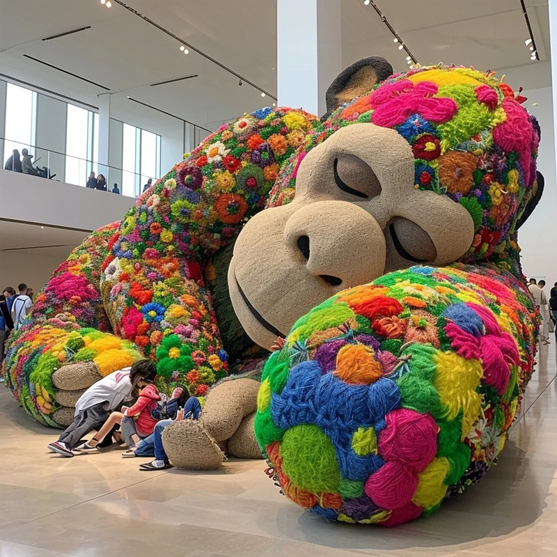 Большая вязаная горилла, красочная, 240 см, для украшения торгового центра