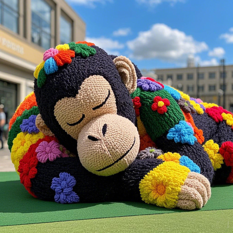 Большая вязаная горилла, красочная, 240 см, для украшения торгового центра