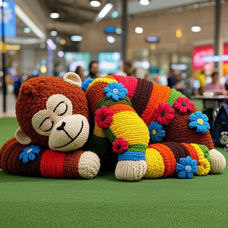 Большая вязаная горилла, красочная, 240 см, для украшения торгового центра