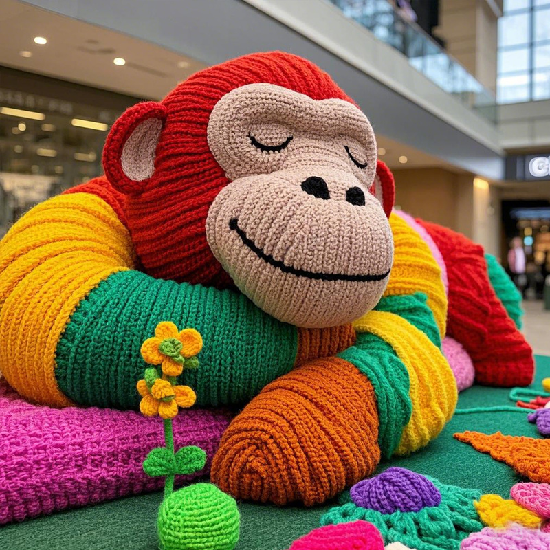 Большая вязаная горилла, красочная, 240 см, для украшения торгового центра