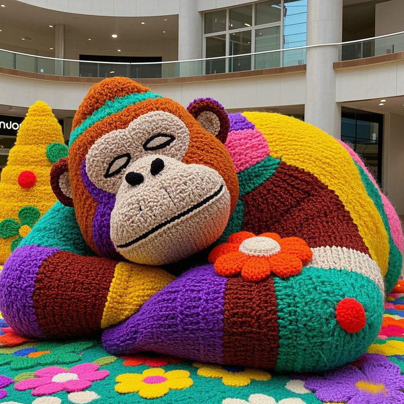 Большая вязаная горилла, красочная, 240 см, для украшения торгового центра