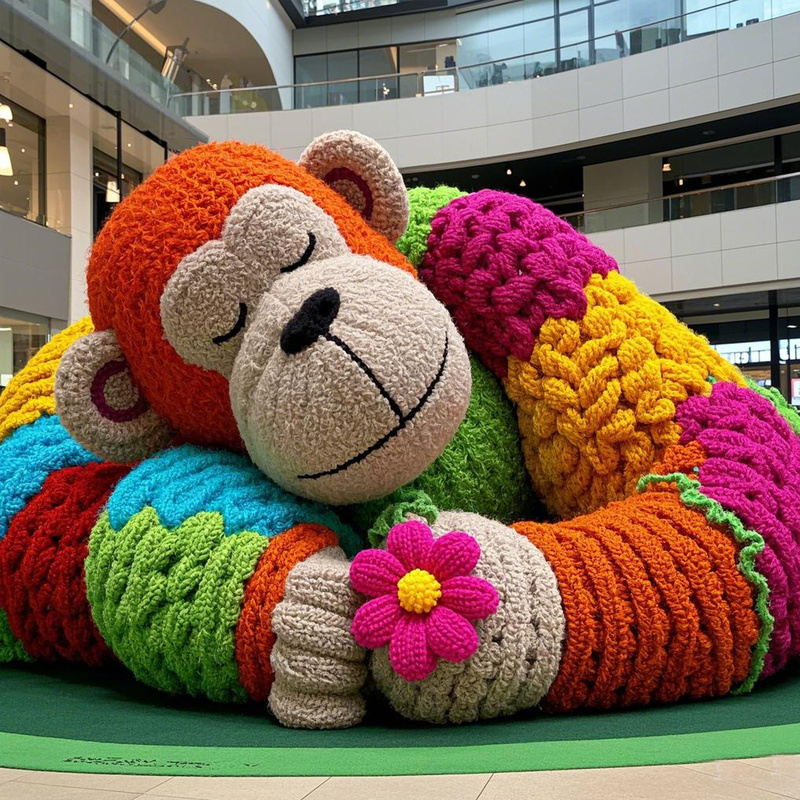 Большая вязаная горилла, красочная, 240 см, для украшения торгового центра