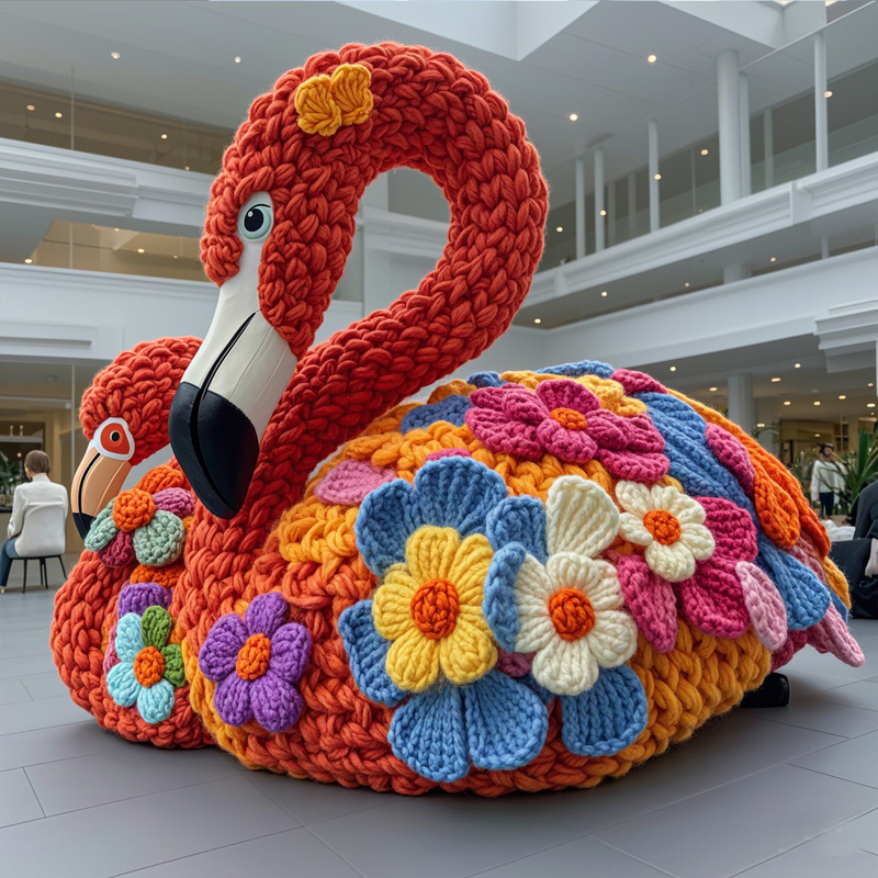 Плетение шерсти интерьерное рождественское украшение фламинго мультфильм для торгового центра