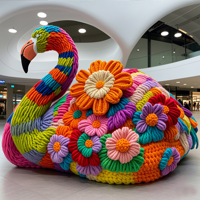 Плетение шерсти интерьерное рождественское украшение фламинго мультфильм для торгового центра