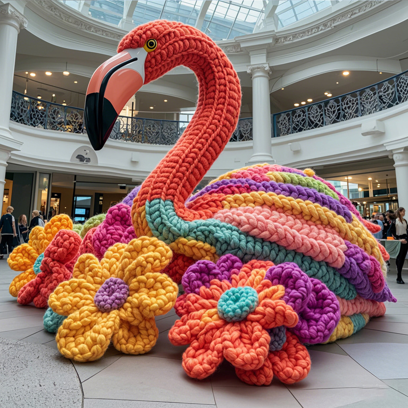 Плетение шерсти интерьерное рождественское украшение фламинго мультфильм для торгового центра