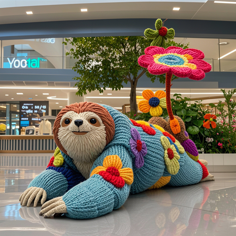 Handmade Knitted Cartoon Sloth for Christmas and Thanksgiving Mall Decoration