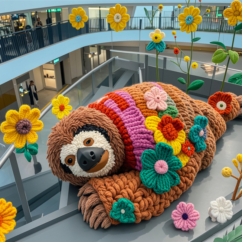 Handmade Knitted Cartoon Sloth for Christmas and Thanksgiving Mall Decoration