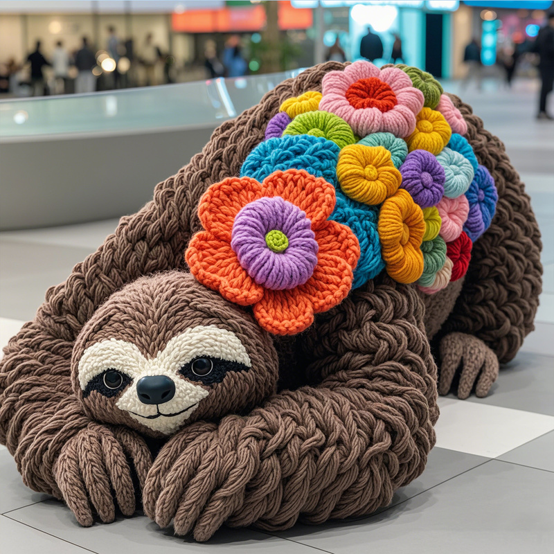 Handmade Knitted Cartoon Sloth for Christmas and Thanksgiving Mall Decoration