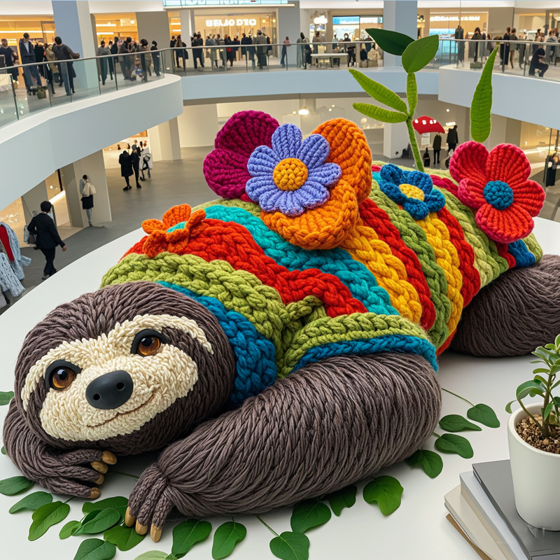 Handmade Knitted Cartoon Sloth for Christmas and Thanksgiving Mall Decoration