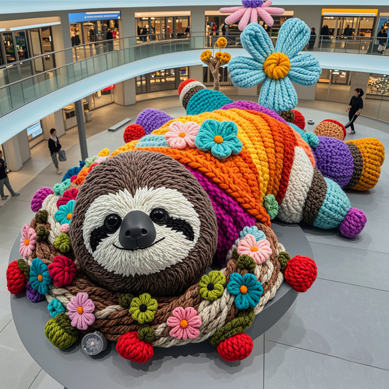 Handmade Knitted Cartoon Sloth for Christmas and Thanksgiving Mall Decoration
