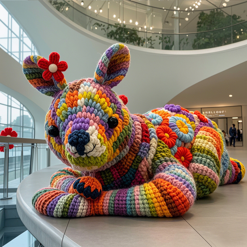 Handmade Woolen Cartoon Kangaroo for New Year and Christmas Decorations