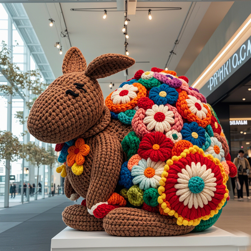 Handmade Woolen Cartoon Kangaroo for New Year and Christmas Decorations