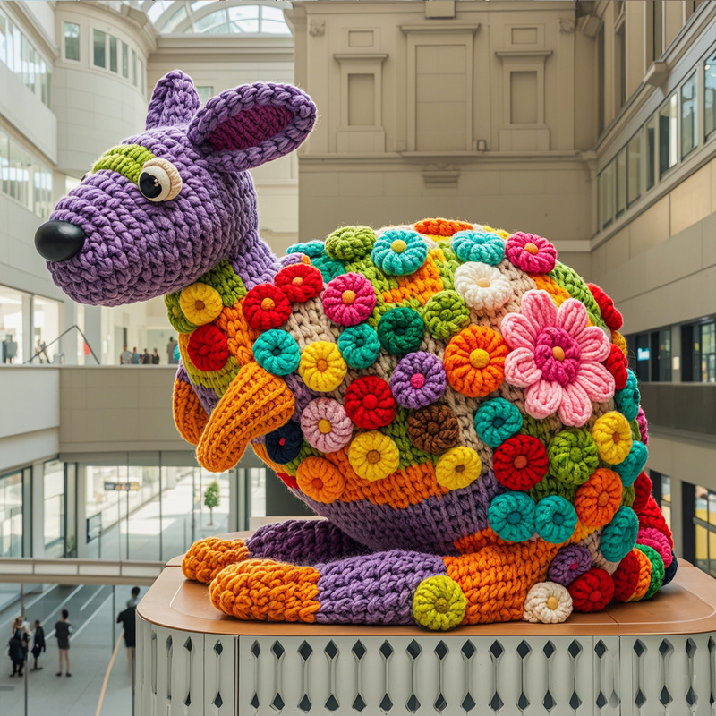 Handmade Woolen Cartoon Kangaroo for New Year and Christmas Decorations