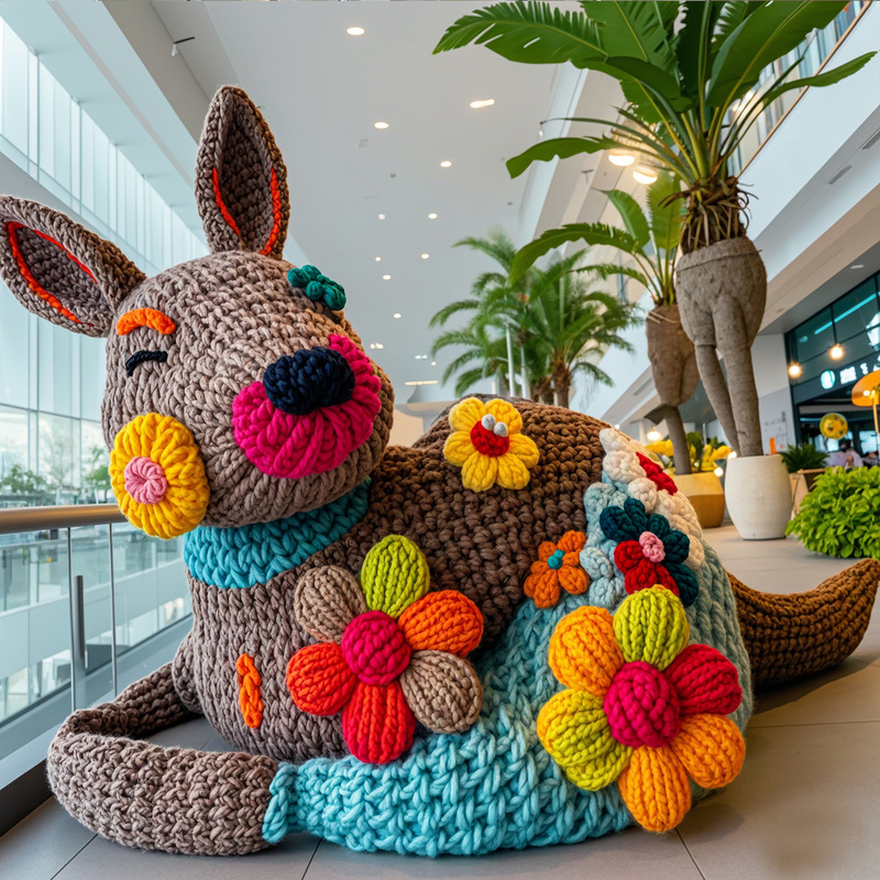 Handmade Woolen Cartoon Kangaroo for New Year and Christmas Decorations