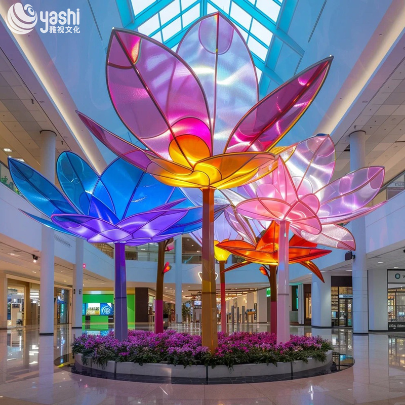 Colorful Acrylic Artificial Bouquet sculpture for Shopping Mall Hotel Decoration