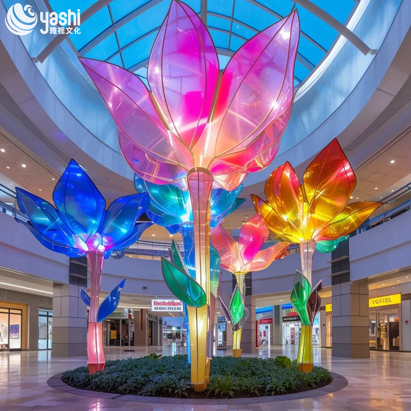 Colorful Acrylic Artificial Bouquet sculpture for Shopping Mall Hotel Decoration