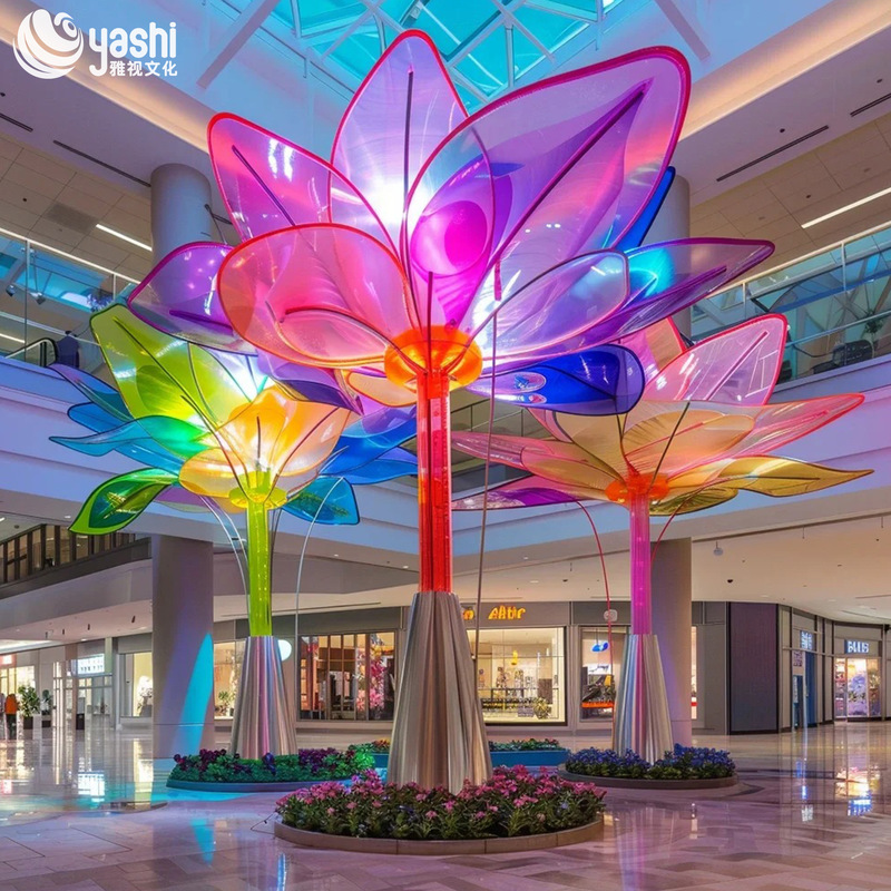 Colorful Acrylic Artificial Bouquet sculpture for Shopping Mall Hotel Decoration
