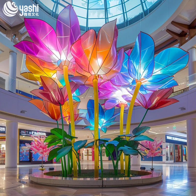 Colorful Acrylic Artificial Bouquet sculpture for Shopping Mall Hotel Decoration