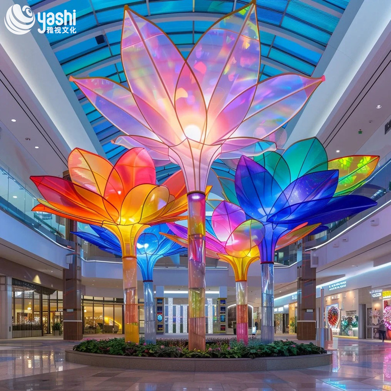 Colorful Acrylic Artificial Bouquet sculpture for Shopping Mall Hotel Decoration