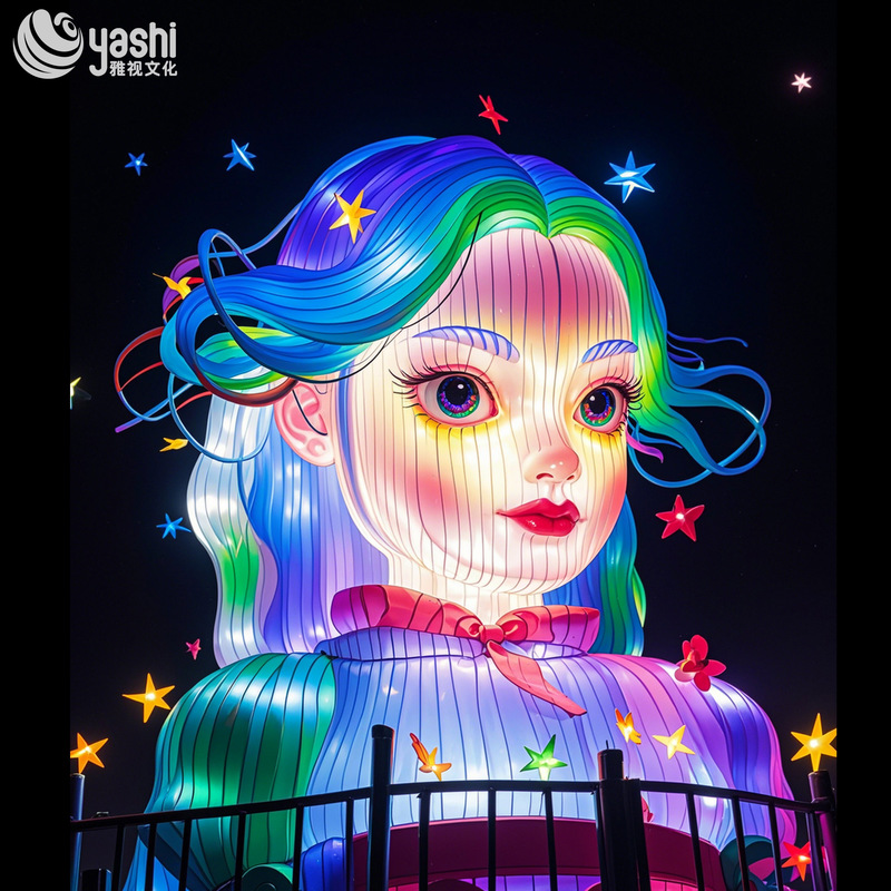 Large Cartoon Girl Chinese Lantern Sculpture Customizable For Outdoor Decoration