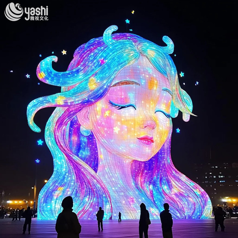 Large Cartoon Girl Chinese Lantern Sculpture Customizable For Outdoor Decoration