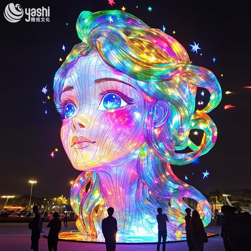 Large Cartoon Girl Chinese Lantern Sculpture Customizable For Outdoor Decoration