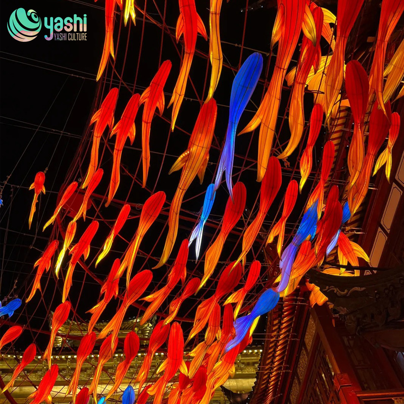 Jiguan Color Fish Leaping Through Lantern Tunnel For Festival Party Atmosphere Decor