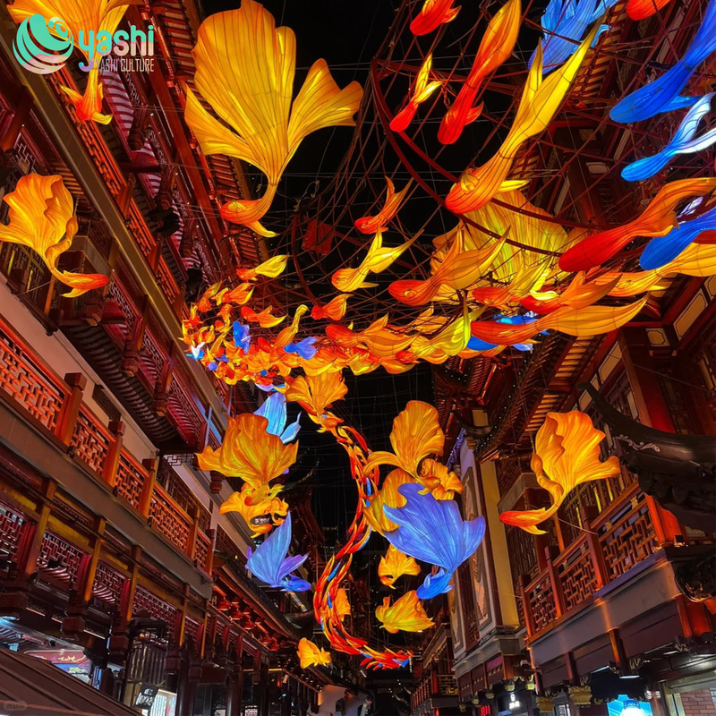 Jiguan Color Fish Leaping Through Lantern Tunnel For Festival Party Atmosphere Decor