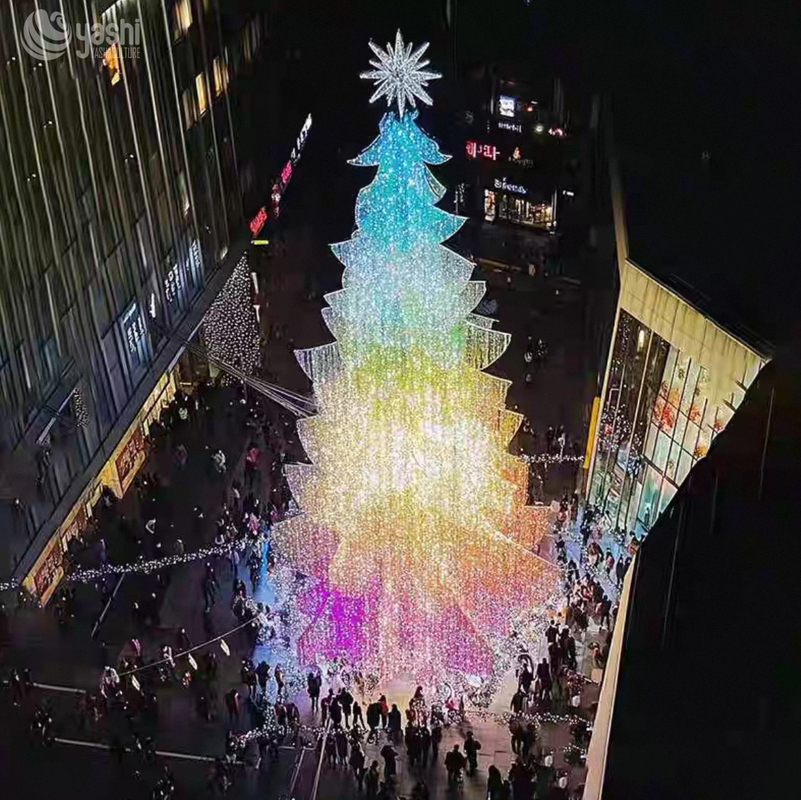 Giant Wire Frame Sphere Christmas Tree LED Motif Light, Outdoor Waterproof Commercial Christmas Light Sculpture for Plaza & Shopping Mall
