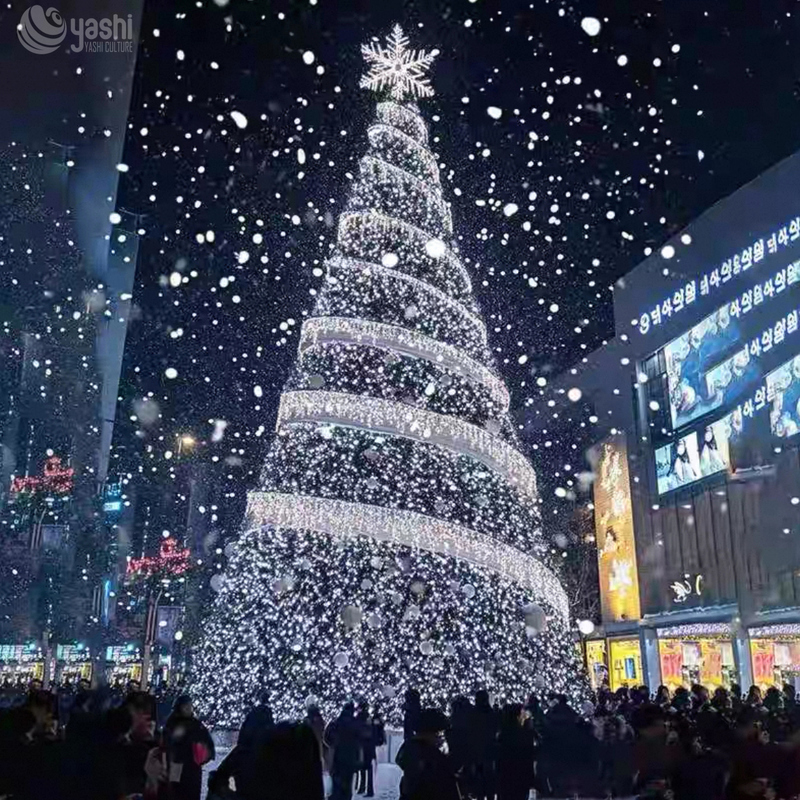 Giant Wire Frame Sphere Christmas Tree LED Motif Light, Outdoor Waterproof Commercial Christmas Light Sculpture for Plaza & Shopping Mall