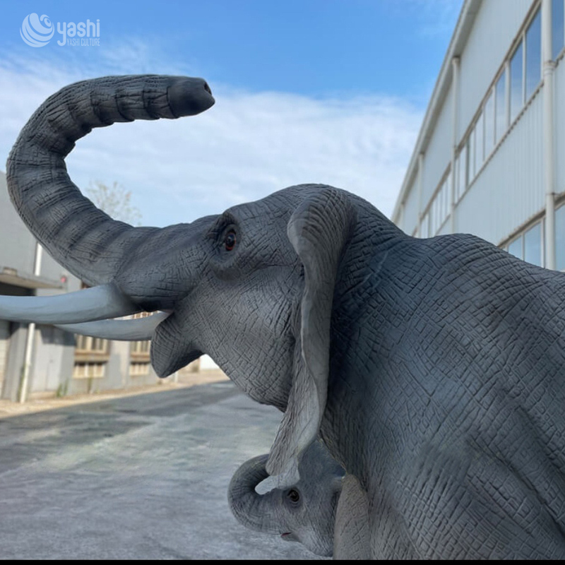 Realistic Large Animal Model Sculpture with Animation for Amusement Park Decoration