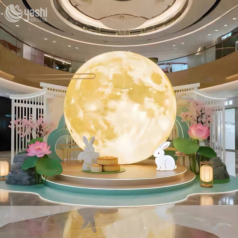 LED Verlichting Opblaasbare Decoraties Buiten Reusachtige Maan Lotusbloem Ballonnen