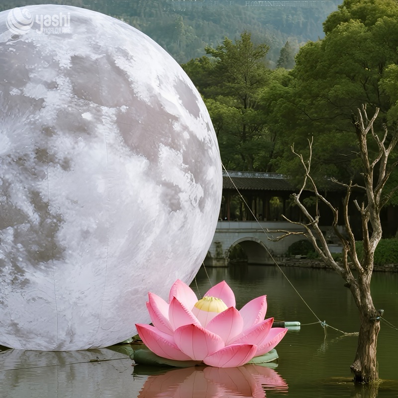 LED Verlichting Opblaasbare Decoraties Buiten Reusachtige Maan Lotusbloem Ballonnen