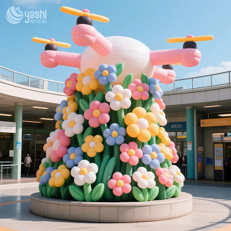 Надувные красочные шары-цветы для украшения торгового центра на открытом воздухе