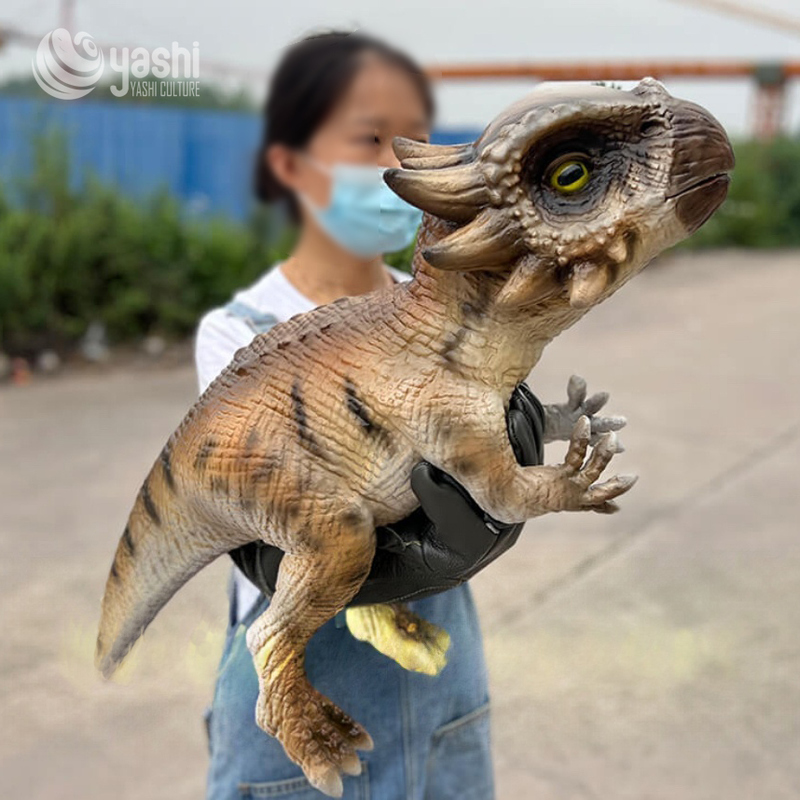 Realistic Silicone Baby Dinosaur Hand Puppet For Party Parent Child Interaction