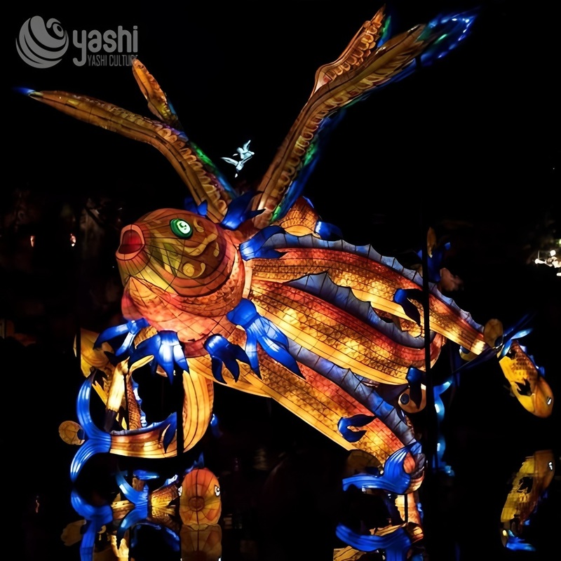 Custom Giant Wasp Insect Zigong Lantern, Large Bug With Foliage LED Light Sculpture, Waterproof Outdoor Garden & Zoo Festival Light Installation