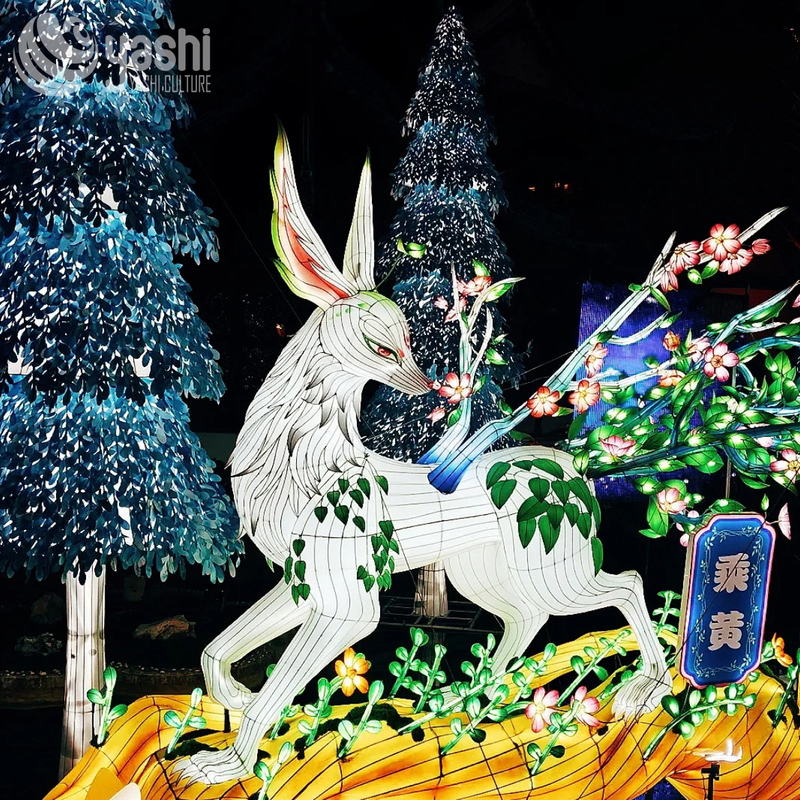 Custom Mythical Deer LED Lantern, Fantasy Fairy‑tale Animal Light Sculpture with Floral Scene for Cultural Theme Lantern Festival