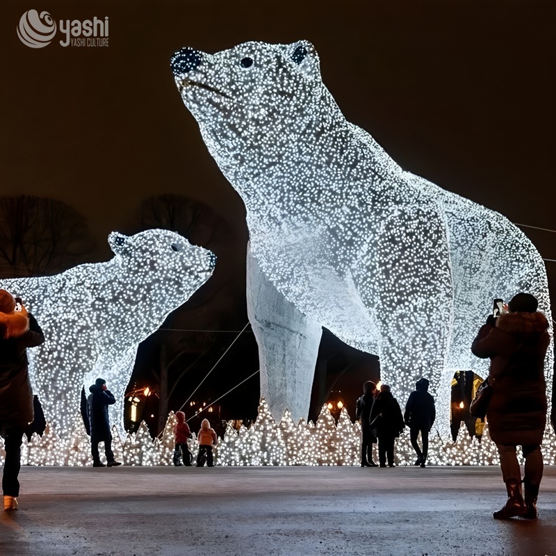 Giant LED Wire Frame Reindeer Light Sculpture, Waterproof Outdoor Christmas Lighted Deer With Baubles For Mall Park Holiday Decoration