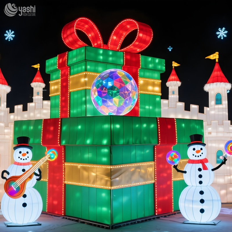 Custom Christmas Train Theme Light Arch, Giant Santa Snowman LED Lantern Arch for Park Holiday Light Festival